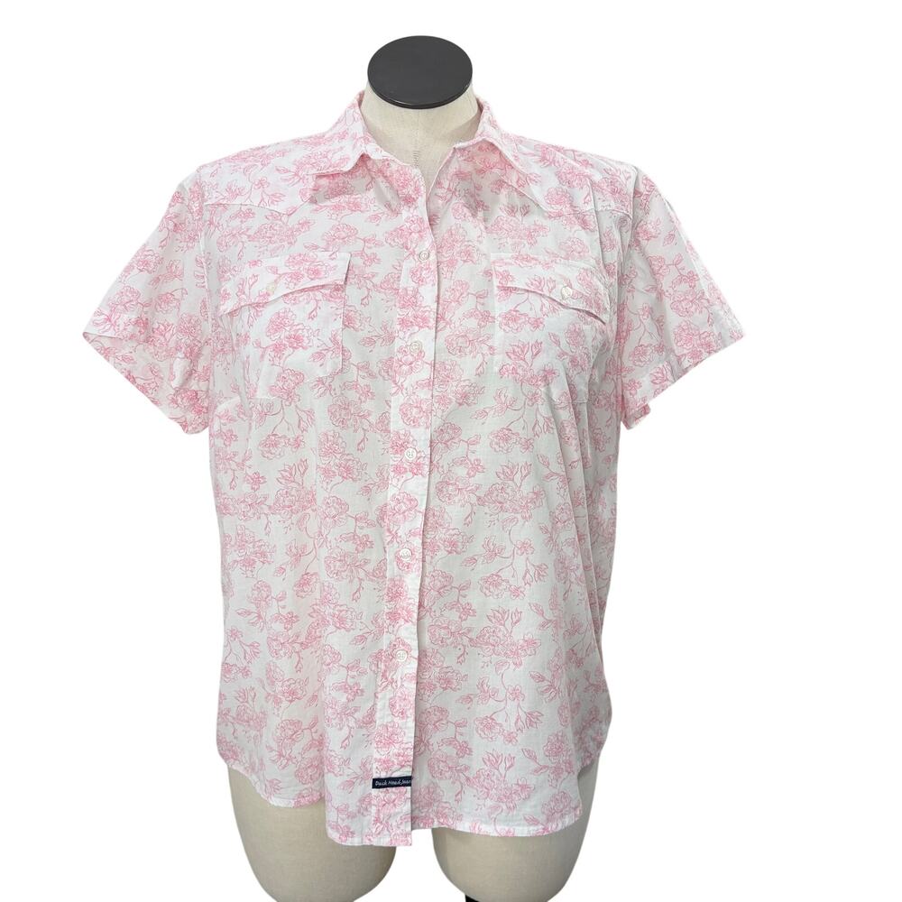 Duck Head Size 1X Top Vintage Floral Cotton Button‎ Up Cottage Country Western